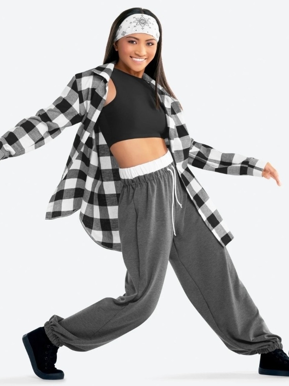 Revolution Charcoal Gray Drawstring Joggers And Flannel Top